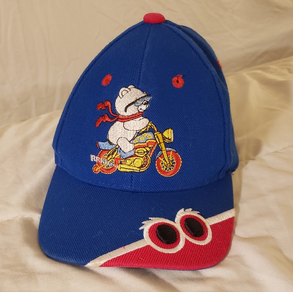 Bear on motorcycle kids adjustable ballcap